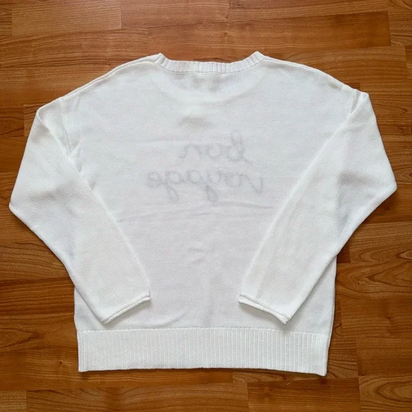 Workshop Republic Clothing Women Sz S ‘Bon Voyage’ White Cotton Knit Sweater New - Picture 15 of 16